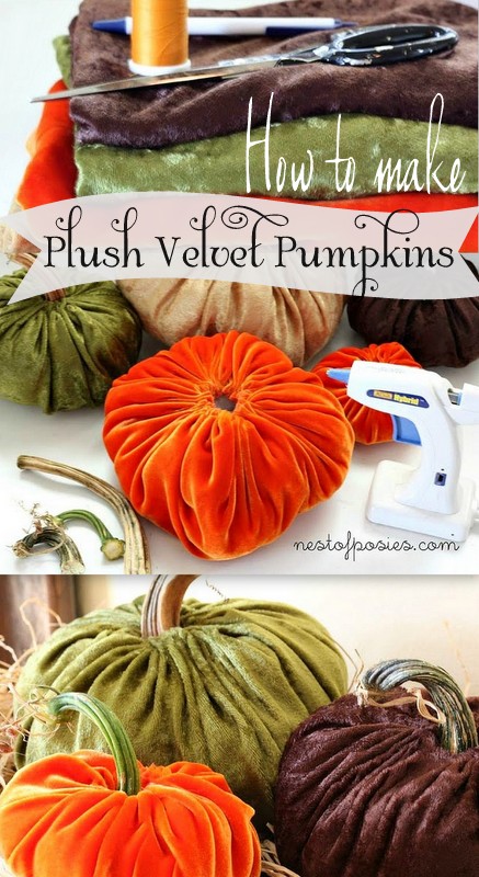 How to Make Plush Velvet Pumpkins. Full tutorial on how to make + video! via Nest of Posies