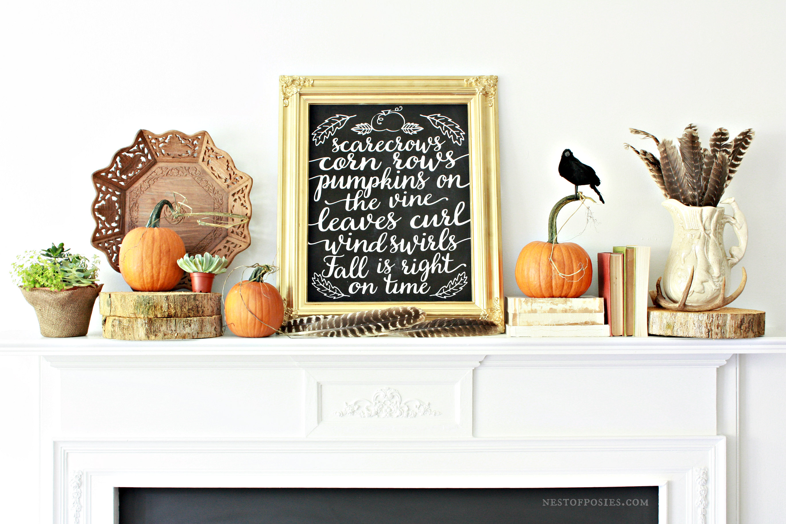 Fall Harvest Chalkboard Mantel