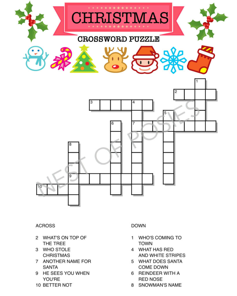 Christmas Word Puzzle Printables for Kids - Nest of Posies