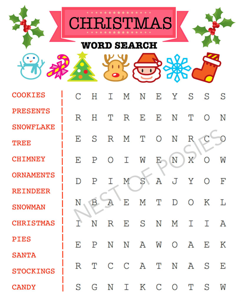 Free Printable Christmas Word Search Puzzles Printable For Adults