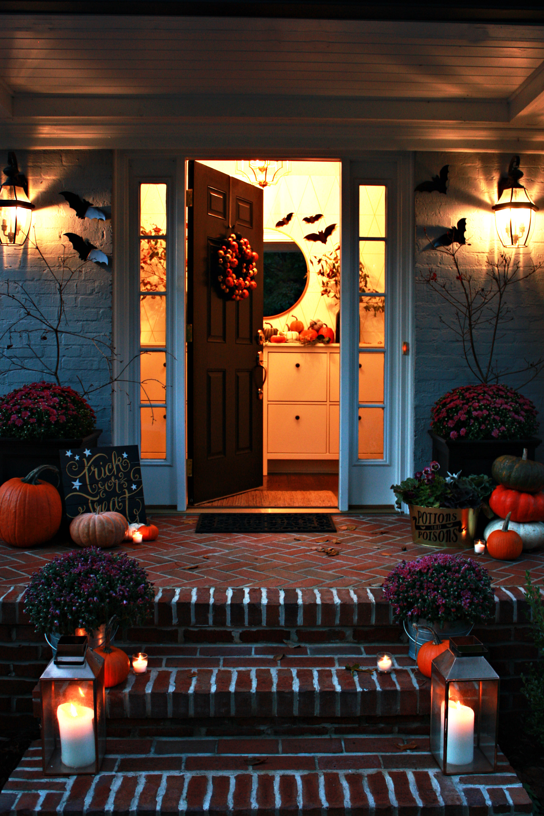 Halloween Porch at Night - Nest of Posies