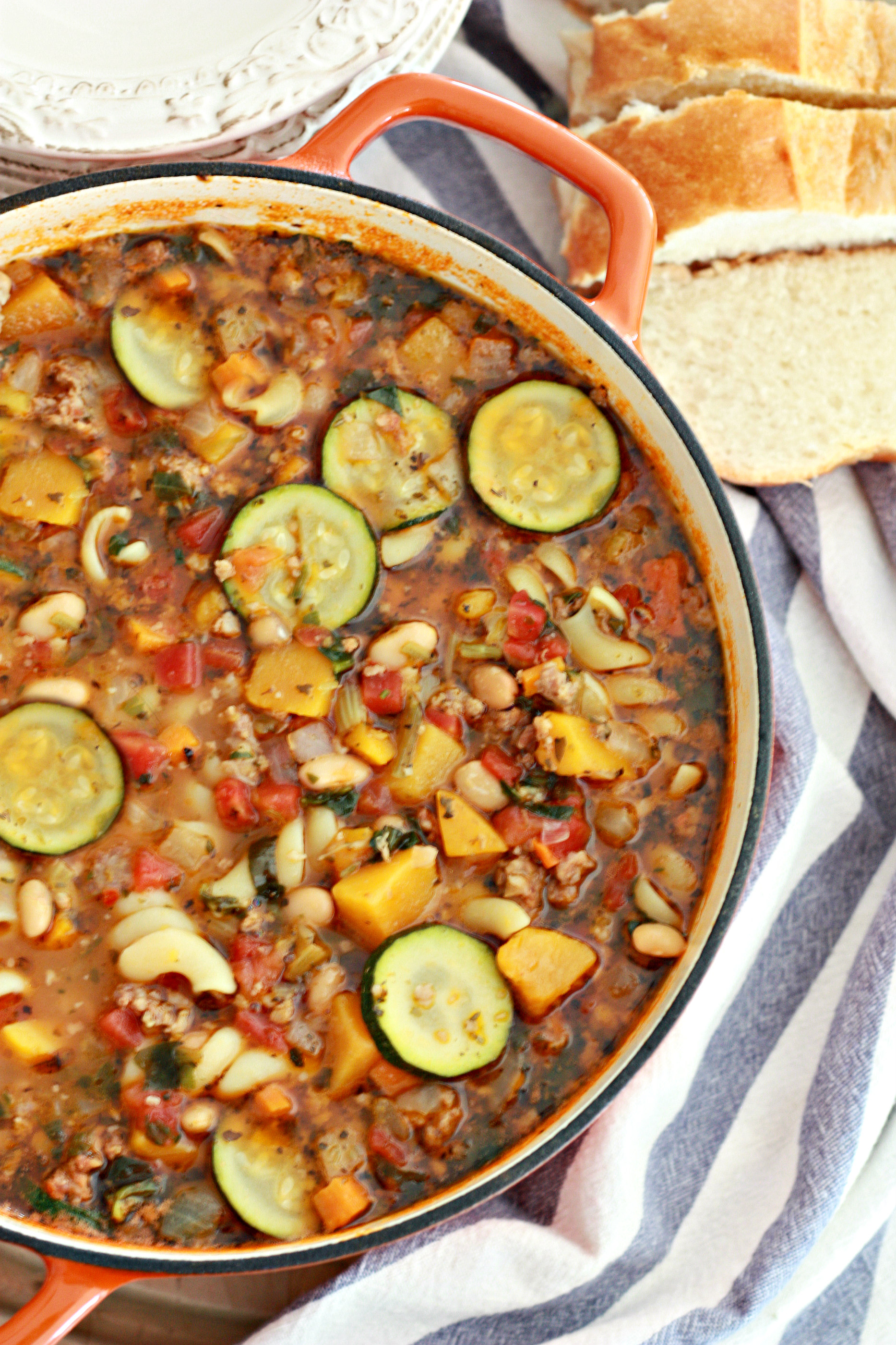 Butternut Squash Minestrone Soup - Nest of Posies - Nest of Posies